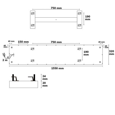 Infrarood paneel 400, 320x1500mm, 440W