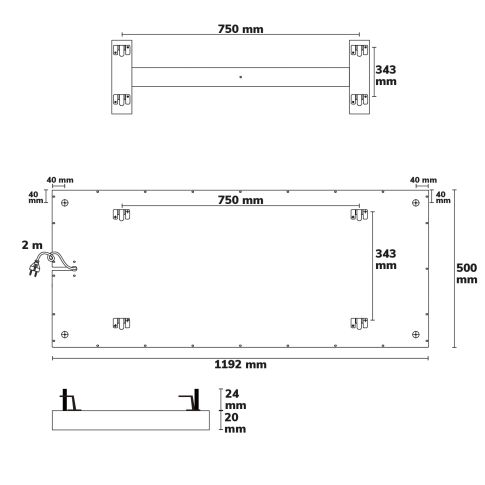 Infrarood paneel 610, 500x1192mm, 580W