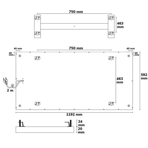 Infrarood paneel 705, 592x1192mm, 630W