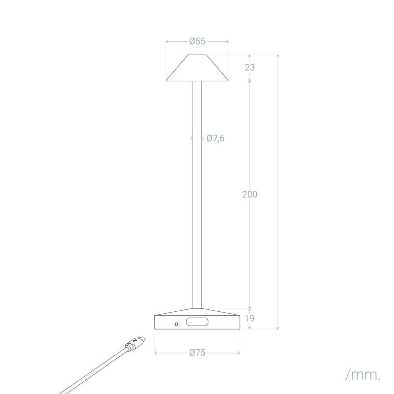 VerlichtWonen tafellamp LED Metaal Oplaadbaar Montreal