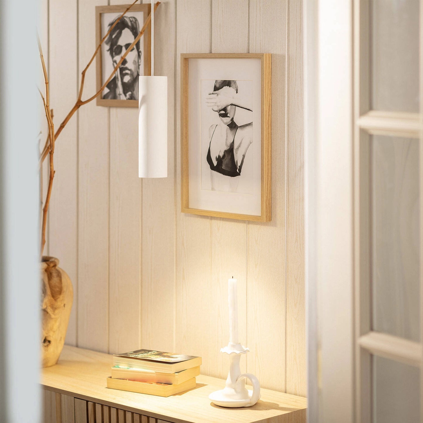 VerlichtWonen Hanglamp van Gips Slim - VerlichtWonen