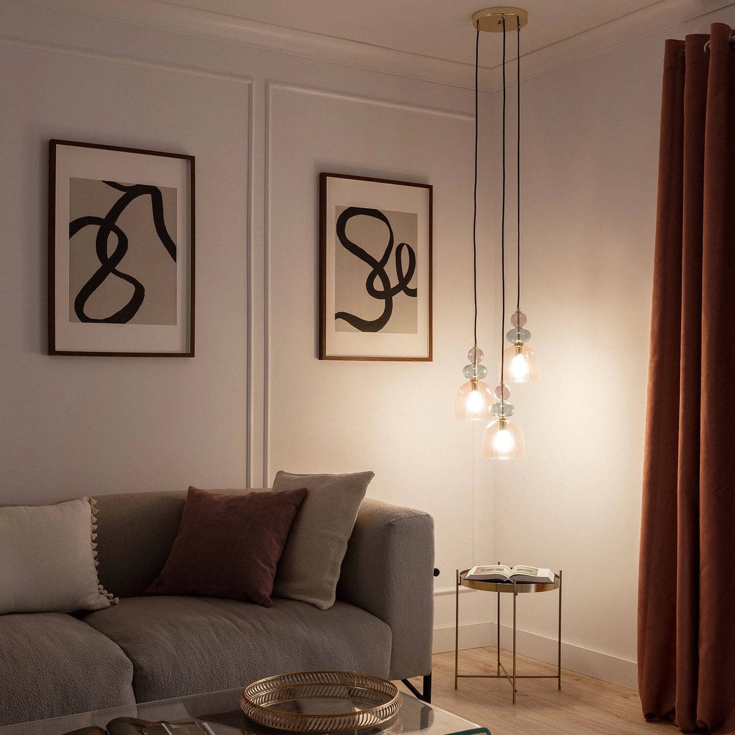 VerlichtWonen Hanglamp Metaal en Glas Baudoin 3