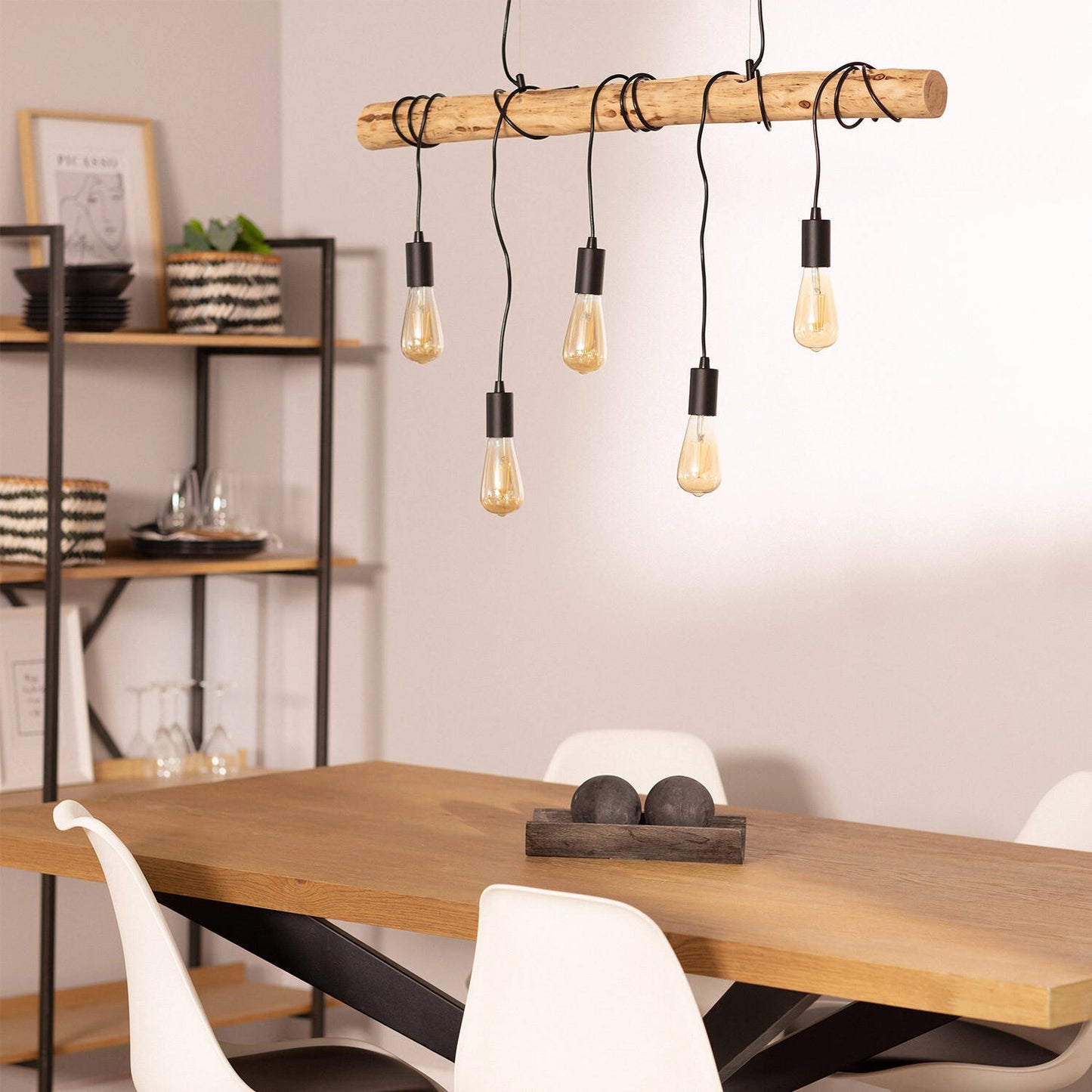 VerlichtWonen Hanglamp Hout en Metaal Yaris