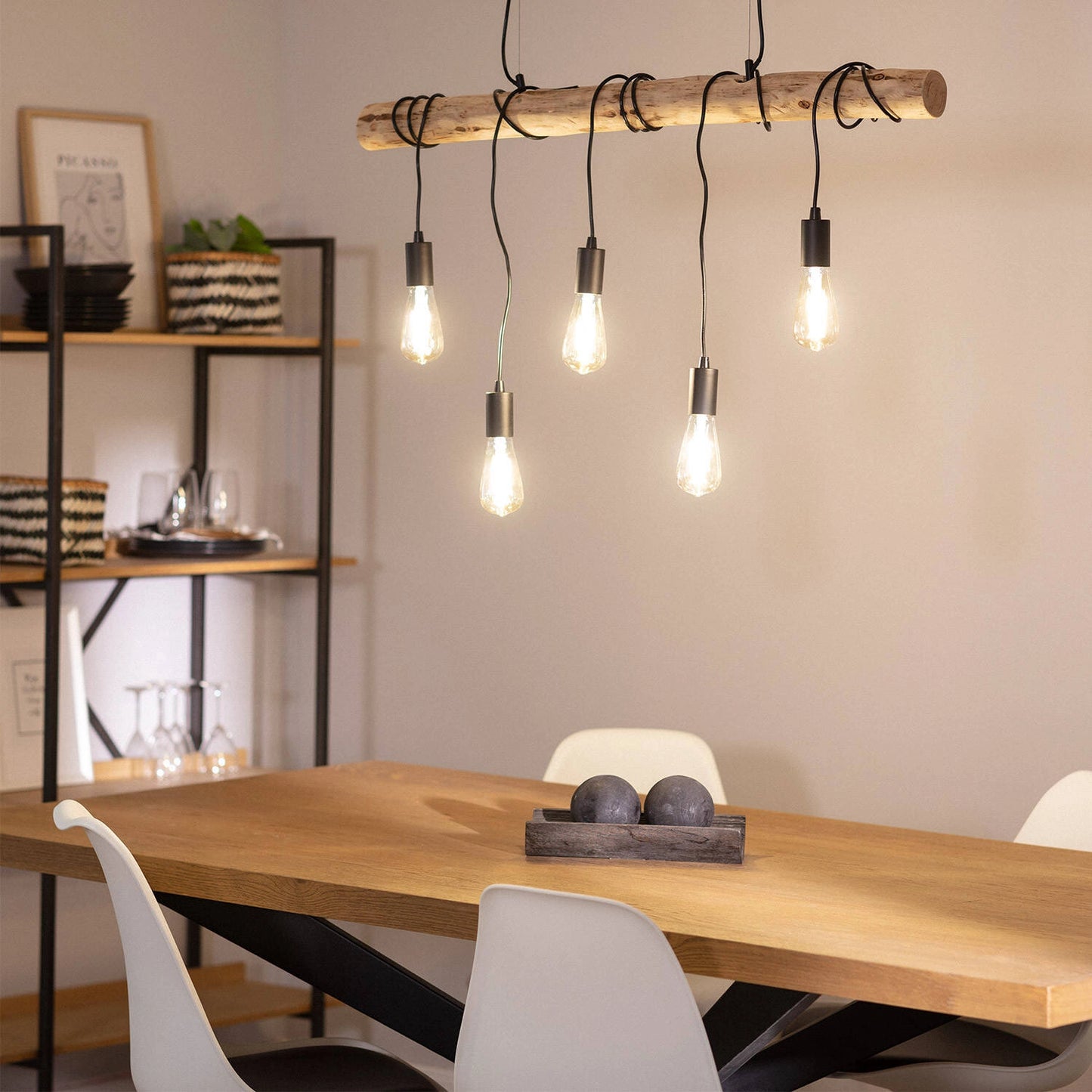 VerlichtWonen Hanglamp Hout en Metaal Yaris