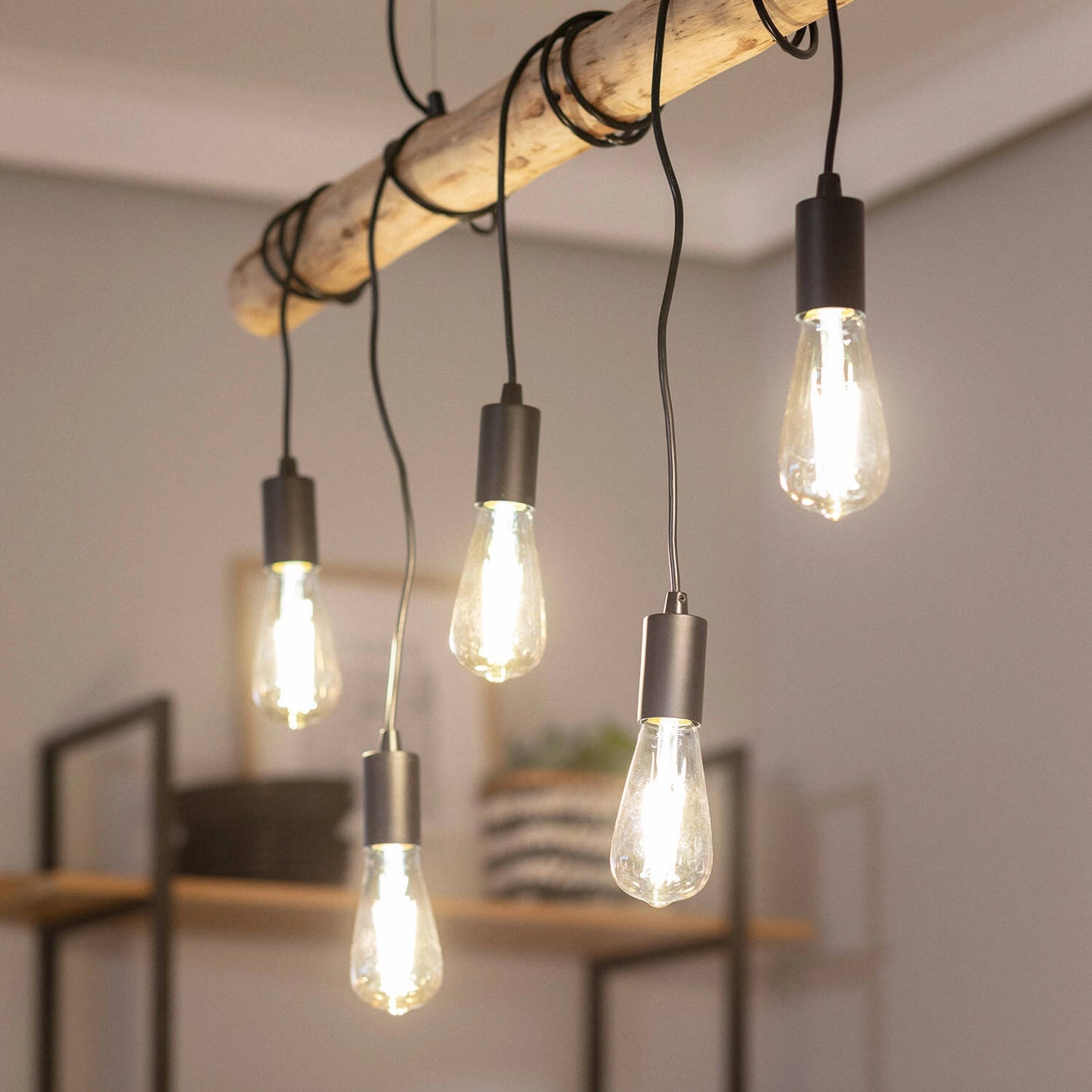 VerlichtWonen Hanglamp Hout en Metaal Yaris