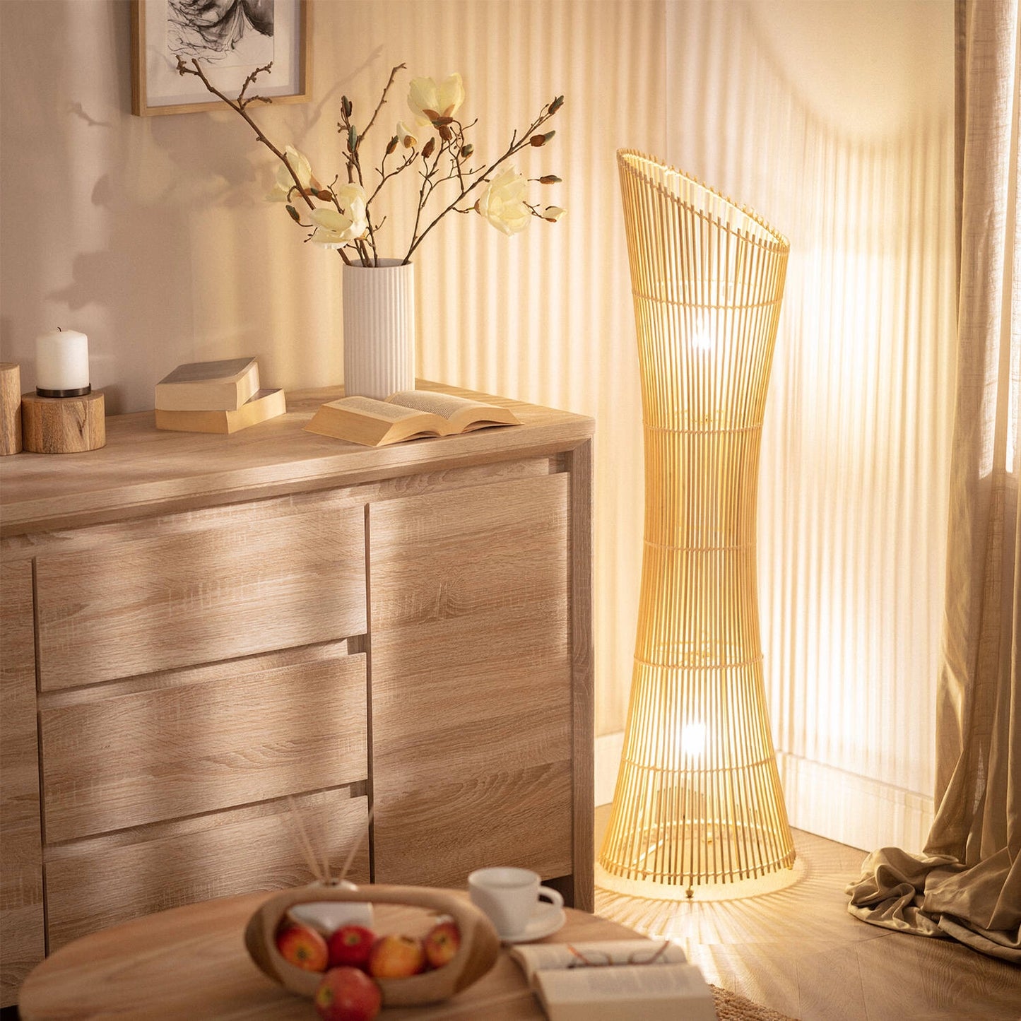 VerlichtWonen Staande Lamp Bamboe Maradonnie