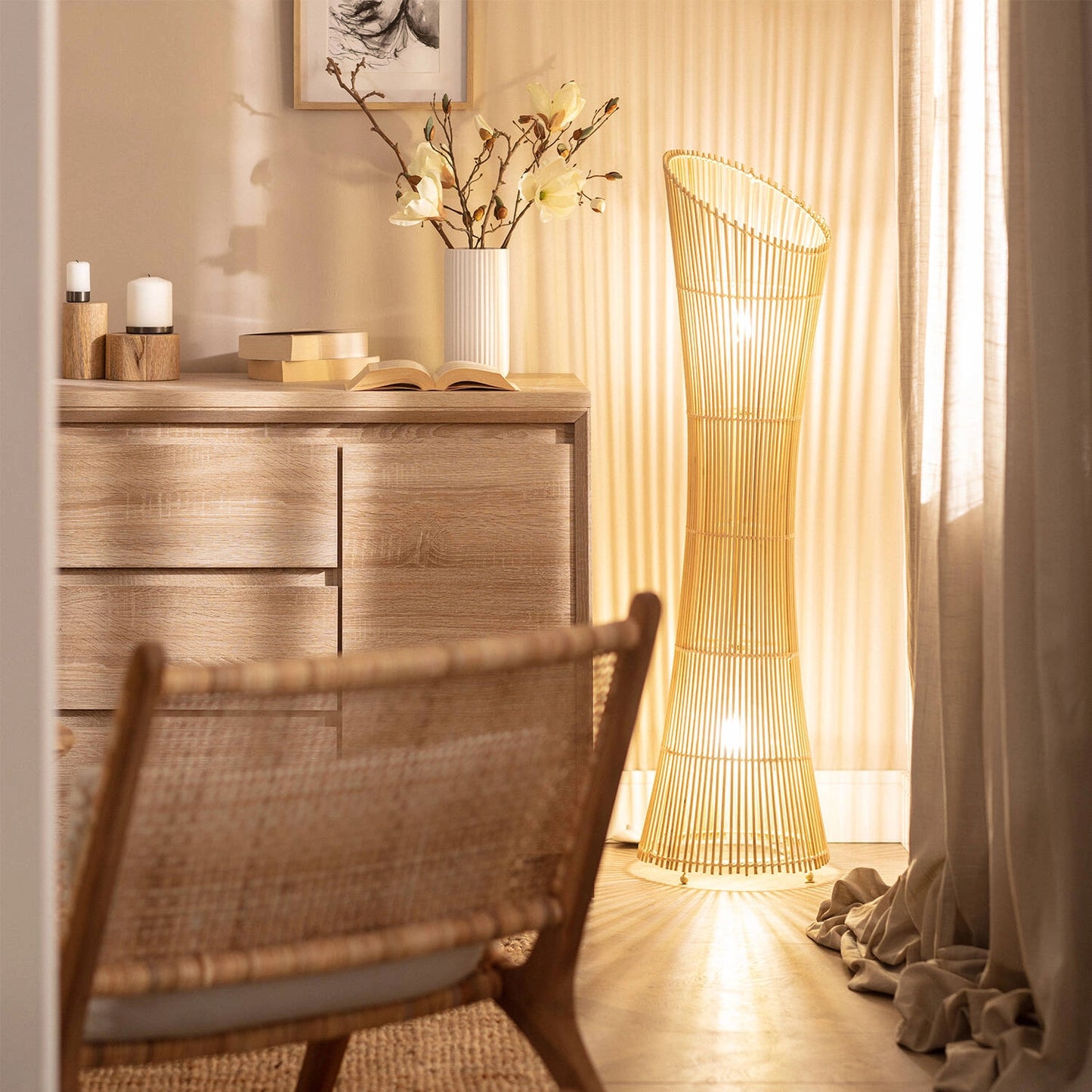 VerlichtWonen Staande Lamp Bamboe Maradonnie