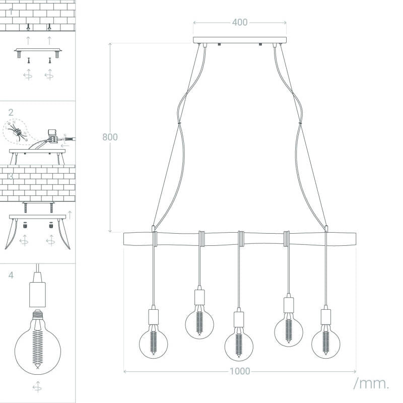 VerlichtWonen Hanglamp Hout en Metaal Yaris