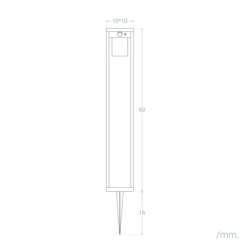 VerlichtWonen Outdoor Solar LED 2W 60cm Aluminium met Bewegingssensor Fréjus - VerlichtWonen