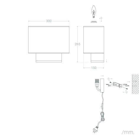 VerlichtWonen Wandlamp Textiel Chambery - VerlichtWonen