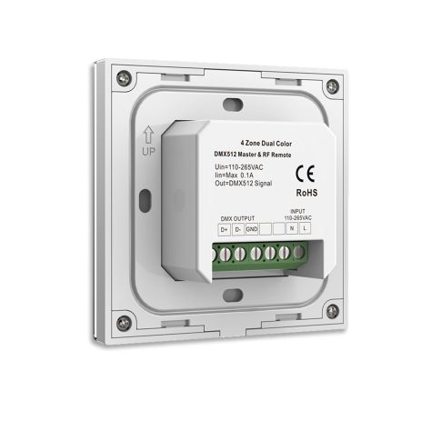 dynamisch wit 4 zones ingebouwde touch - afstandsbediening + DMX - uitgang, zwart, 230V - VerlichtWonen