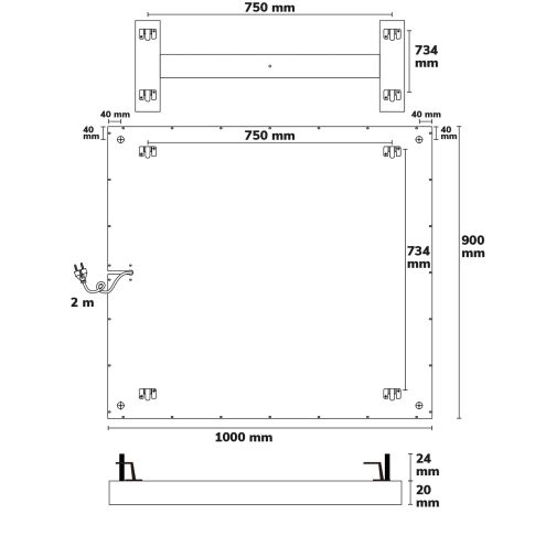 Infrarood paneel 905, 900x1000mm, 865W