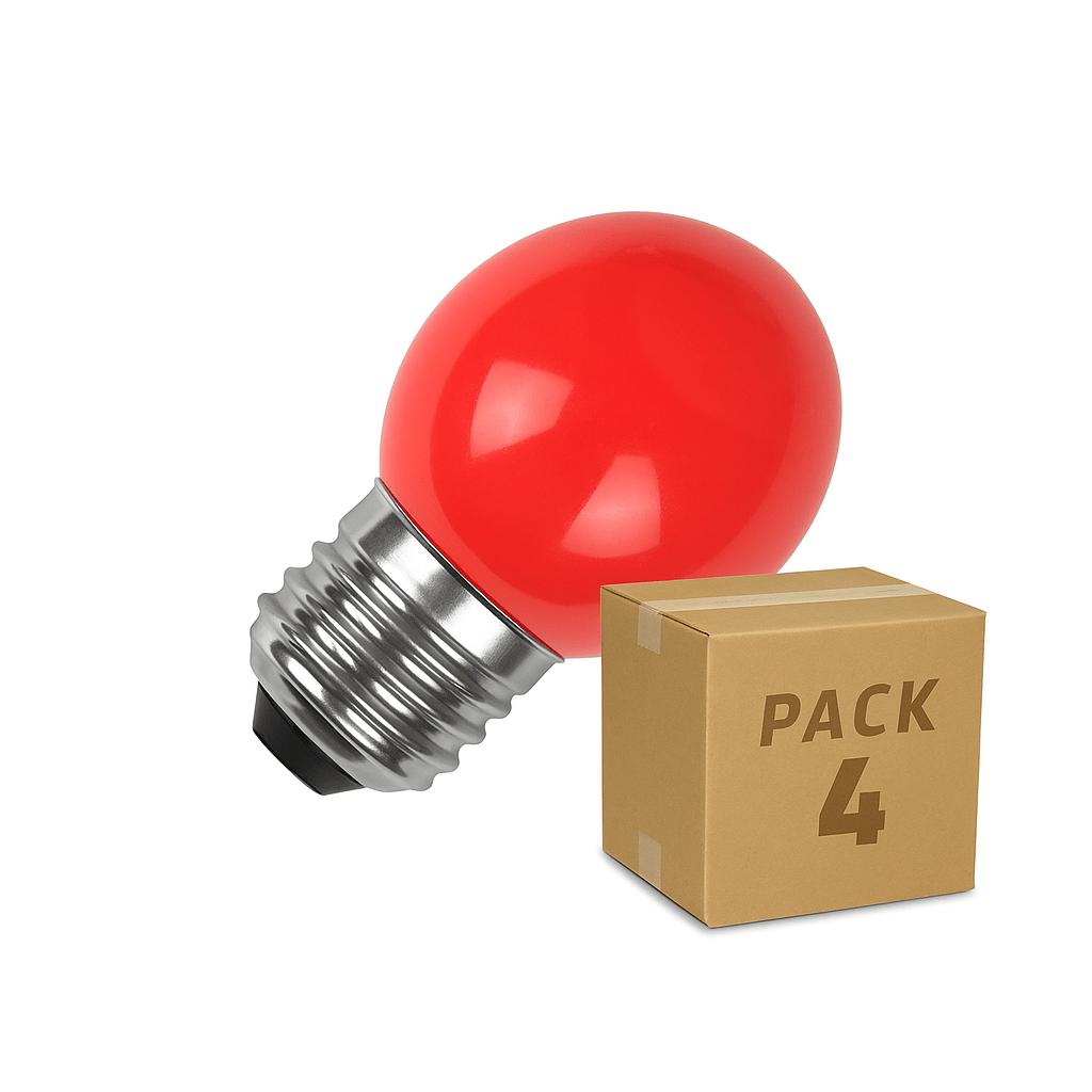 Pack 4st LED Lampen E27 3W 300 lm G45 Rood - VerlichtWonen