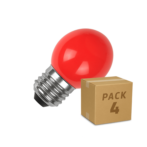 Pack 4st LED Lampen E27 3W 300 lm G45 Rood - VerlichtWonen