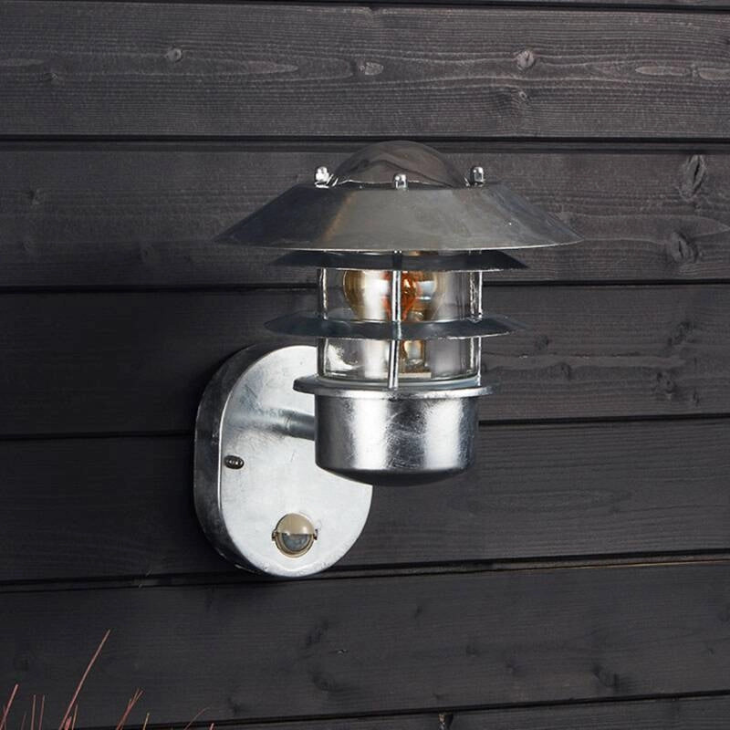 VerlichtWonen Wandlamp Outdoor Gegalvaniseerd met sensor - VerlichtWonen