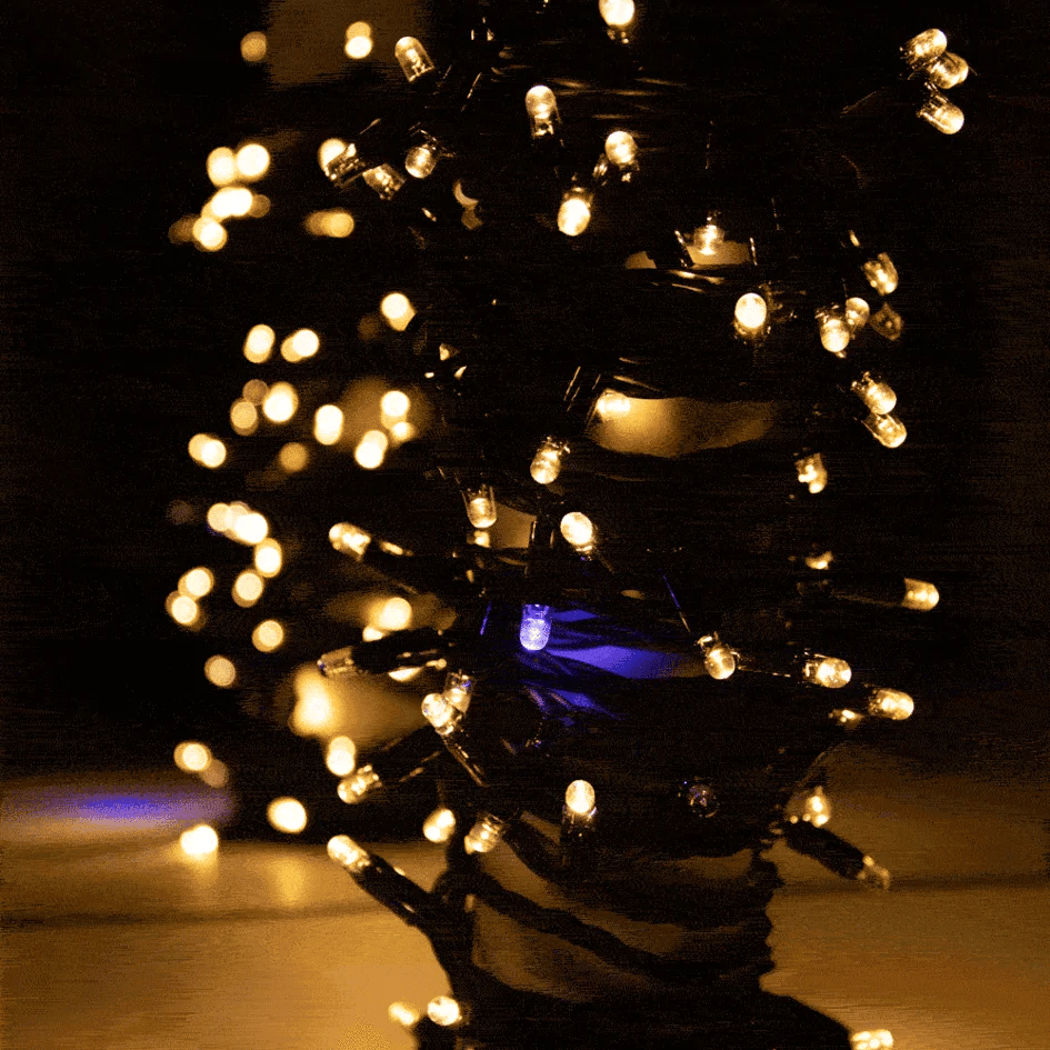 Kerstverlichting - warm licht met blauwe twinkel - vanaf 10 meter