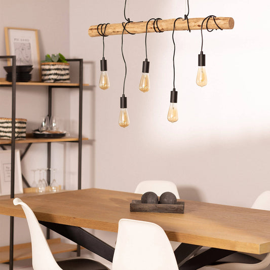 VerlichtWonen Hanglamp Hout en Metaal Yaris