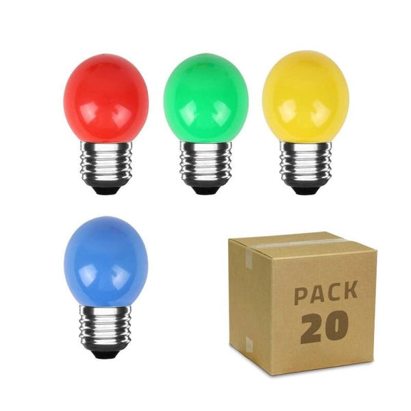 Pack 20 st LED Lampen E27 3W 300 lm G45 4 Kleuren - VerlichtWonen