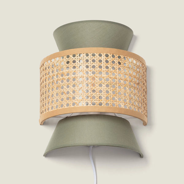 VerlichtWonen Wandlamp Rotan en Stof Cagnes - VerlichtWonen