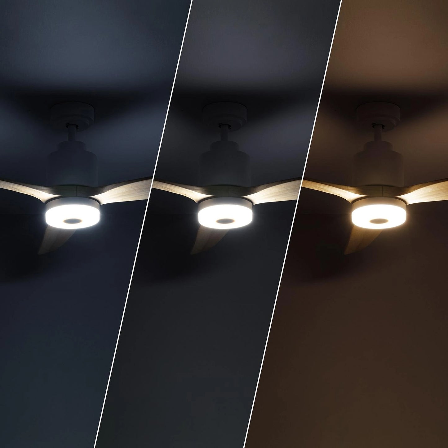 VerlichtWonen Stille Plafondventilator Wit Hout Aidomaggiore - VerlichtWonen